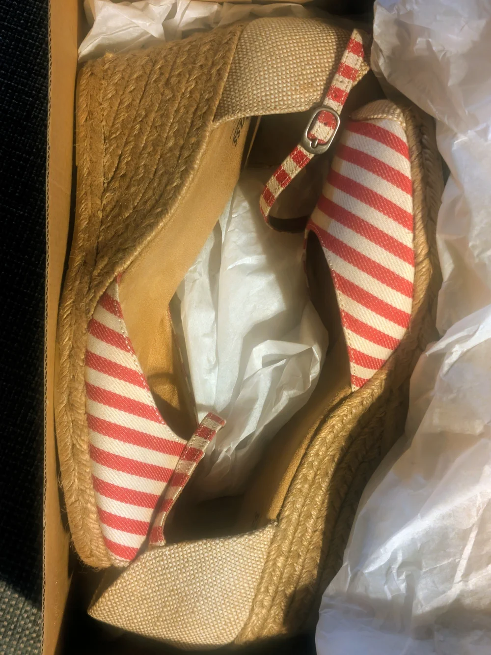BASS Emilia - Striped Espadrille Wedge Sandals - Red - 10 - NIB